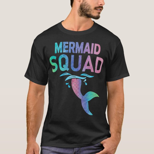 T-shirt Mermaid Squad Mermaids Anniversaire Famille Annive (Devant)