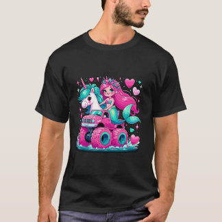 T-shirt Mermaid Unicorn Monster Camion Anniversaire Fête M