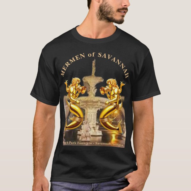 T-shirt Mermen de Savannah, Géorgie. Fontaine du parc Fors (Devant)