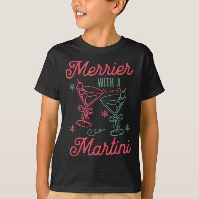 T-shirt Merrier With A Martini Christmas Tail Xmas Martini (Devant)