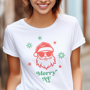 T-shirt Merry AF cool Père Noël dans lunettes de soleil ét
