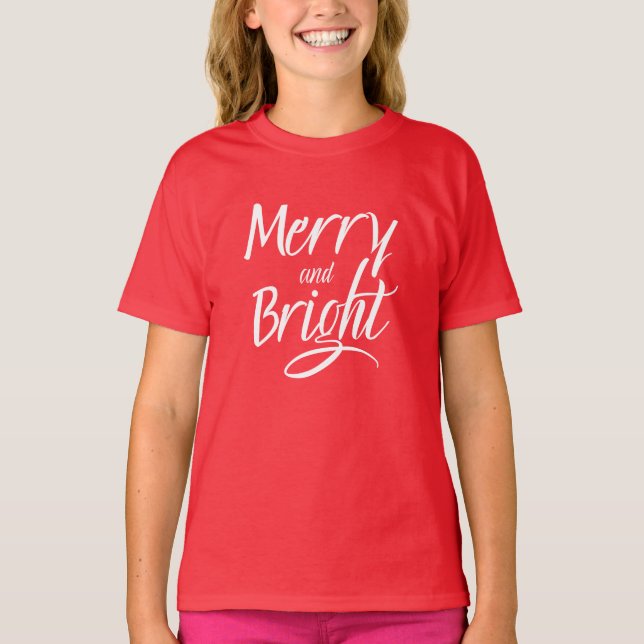T-Shirt : Merry and Bright (deep red) (Vorderseite)