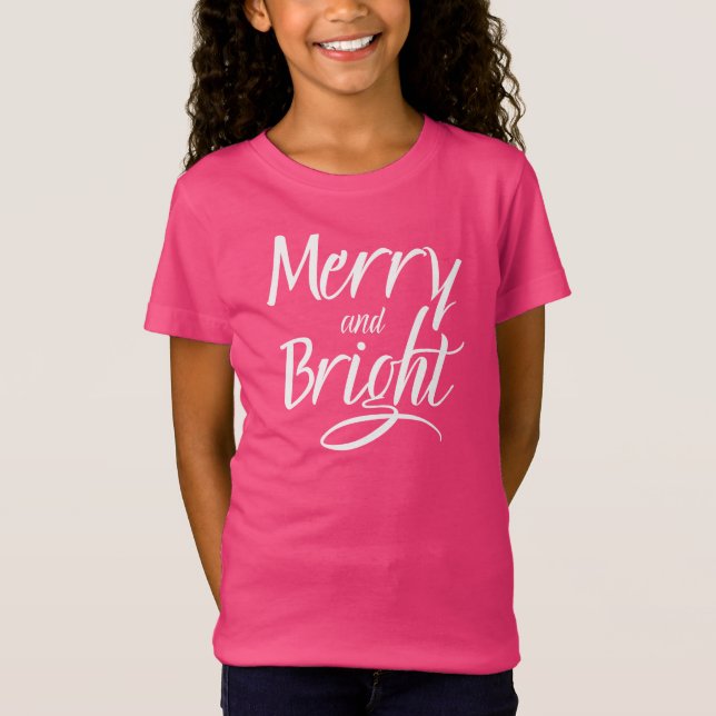 T-Shirt : Merry and Bright (pink) (Vorderseite)