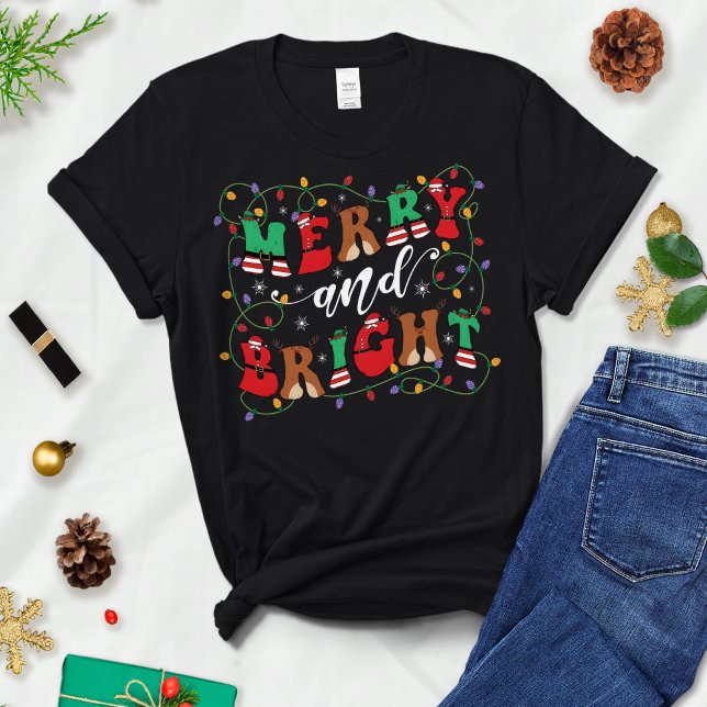 T-shirt Merry and Bright, Women's Christmas shirt,Womans (Créateur téléchargé)