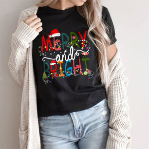 T-shirt Merry & Bright, Cadeau Pour Chemise De Noël, Vacan