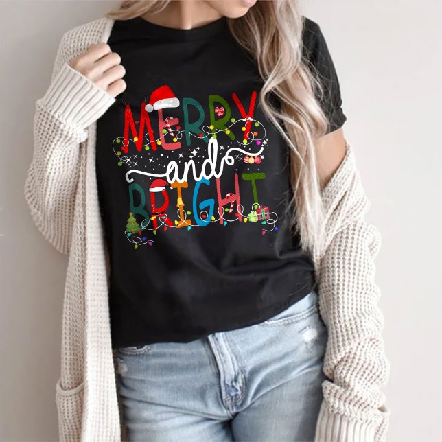 T-shirt Merry & Bright, Cadeau Pour Chemise De Noël, Vacan (Créateur téléchargé)