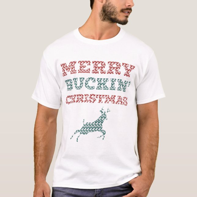 T-shirt Merry buckin noël rouge costume rennes de (Devant)