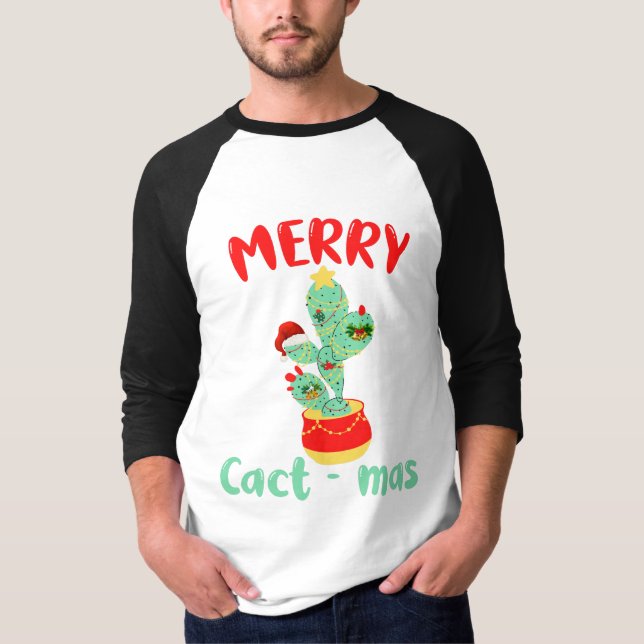 T-SHIRT MERRY CACTMAS - CACTUS NOËL AMUSANT (Devant)