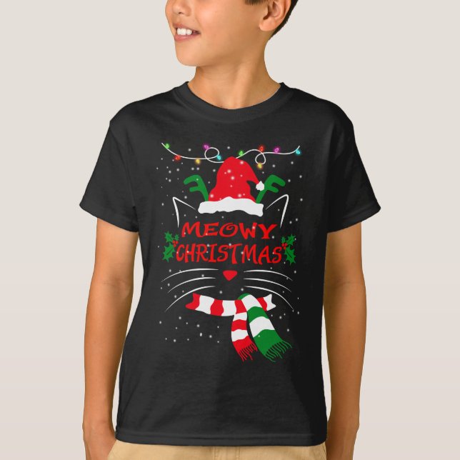 T-shirt MERRY CATMAS, Beau cadeau de Noël de chat, Chat X- (Devant)