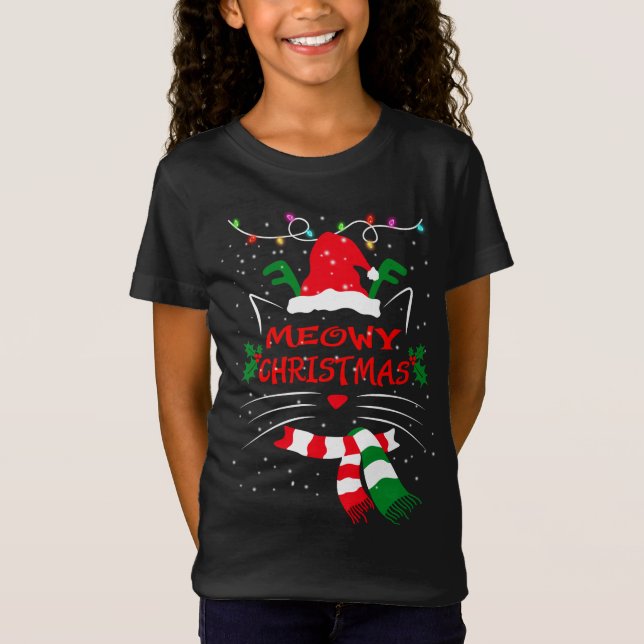 T-Shirt MERRY CATMAS, Beau cadeau de Noël de chat, Chat X- (Devant)