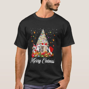 T-shirt Merry Catmas Funky Christmas Tree Cats Xmas Meow C