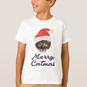 T-shirt Merry Catmas, Noël Chat Santa hat Invitation