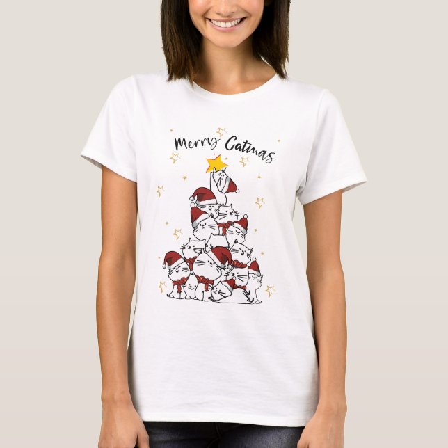 T-shirt Merry Catmas Shirt, drôle de cadeau de Noël aux ch (Devant)
