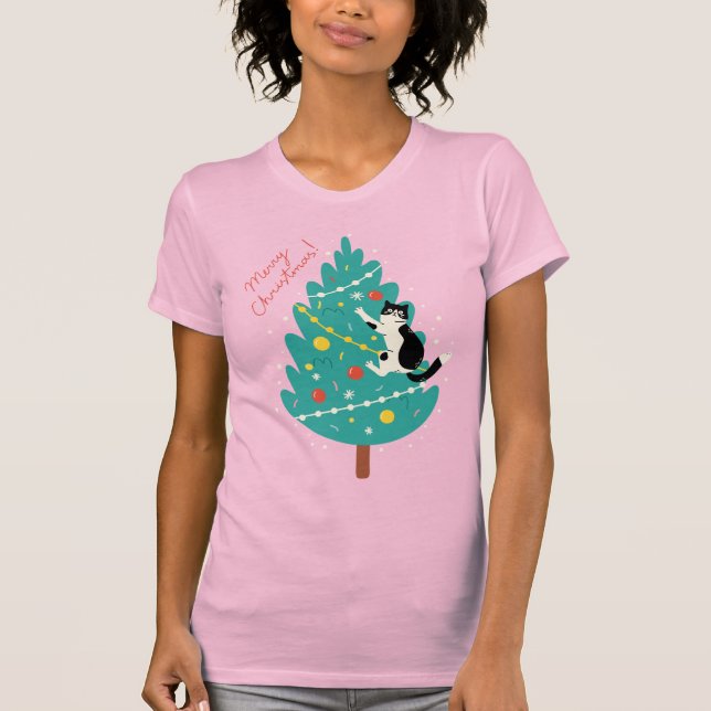 T-shirt Merry Catmas - Une escalade de Noël Purr-fect (Devant)
