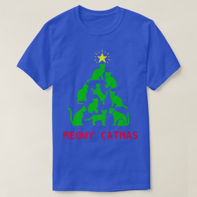 T-shirt Merry Catmas Xmas Cat Christmas Tree  (Design devant)