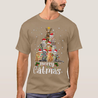 T-shirt Merry Christmas 2022 Funny Cats With Santa Hat Mer