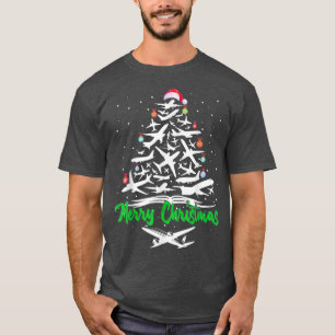 T-shirt Merry Christmas Airplane Christmas Tree Plane Xma