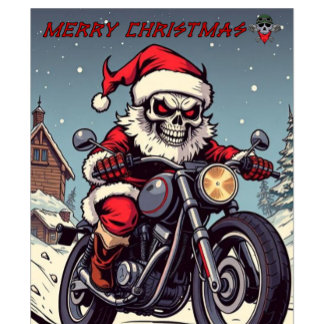 T-shirt Merry Christmas Biker Skeleton Santa
