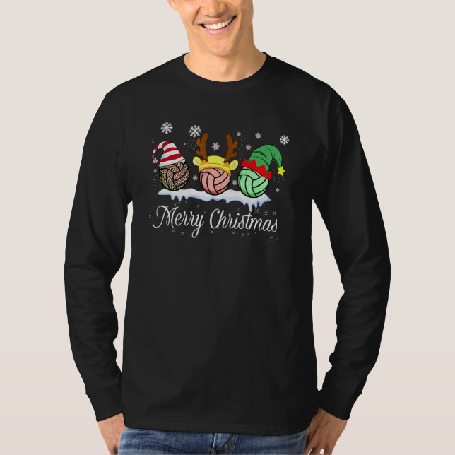 T-shirt Merry Christmas Buffalo Plaid Leopard Volleyball   (Devant)