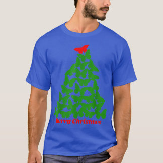 T-shirt Merry Christmas Butterfly Tree Short Sleeve