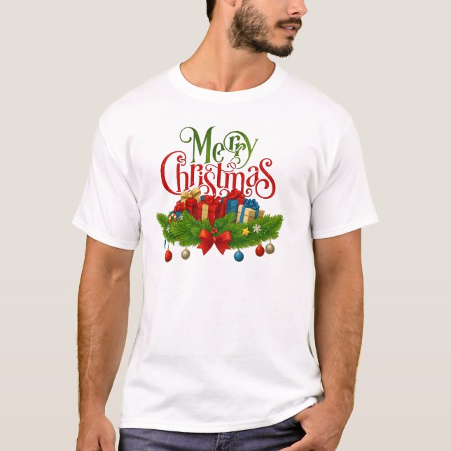 T-shirt Merry Christmas Gifts & Garland Holiday Tee. (Devant)