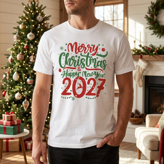 T-shirt Merry Christmas Happy New Year 2026 Reindeer