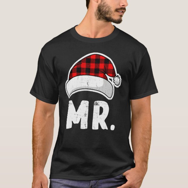 T-shirt Merry Christmas Mr Trees Lights Santa Hat Mr Chris (Devant)