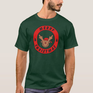 T-shirt Merry Christmas Rudolf rentier avec l'arbre