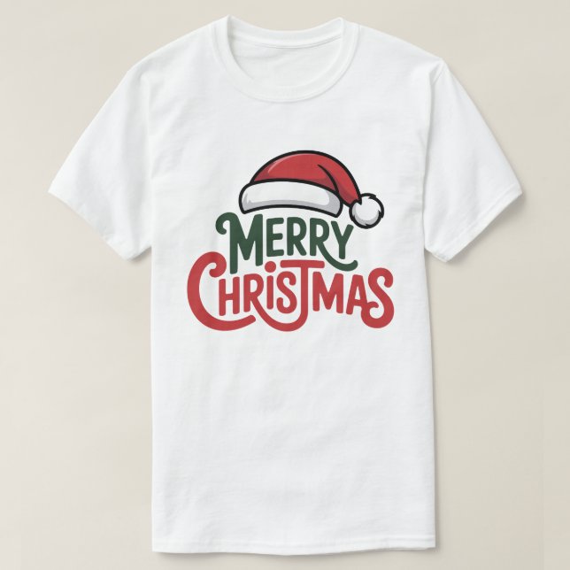 T-shirt Merry Christmas Santa Hat Tee (Design devant)