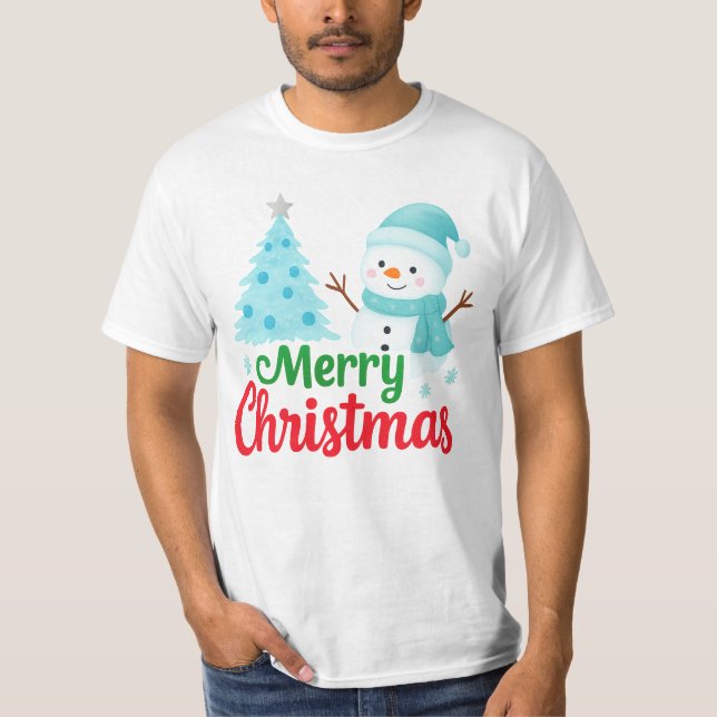 T-shirt Merry Christmas Snowman (Devant)
