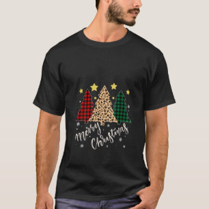 T-shirt Merry Christmas Tree Buffalo Plaid Red White Green