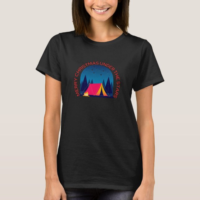 T-SHIRT MERRY CHRISTMAS UNDER THE STARS CAMPING CHRISTMAS  (Devant)