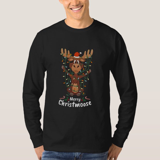 T-shirt Merry Christmoose Christmas Moose Xmas Tree (Devant)