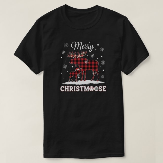 T-shirt Merry Christmoose, Funny Rustic Christmas (Design devant)