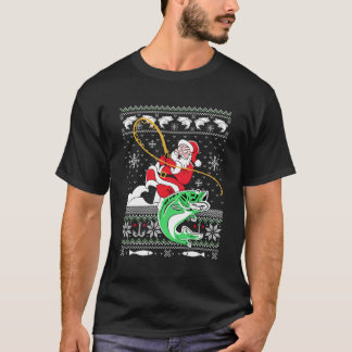 T-shirt Merry Fishmas Fisher Père Noël Ugly Fishing