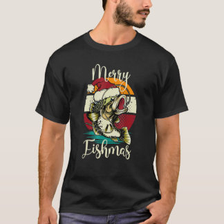 T-shirt Merry Fishmas Xmas Bass Fishing Christmas Fisher