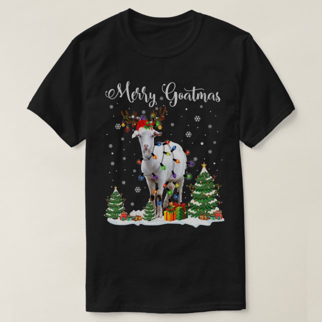 T-shirt Merry Goatmas Goat Christmas Reindeer Santa Funny  (Design devant)