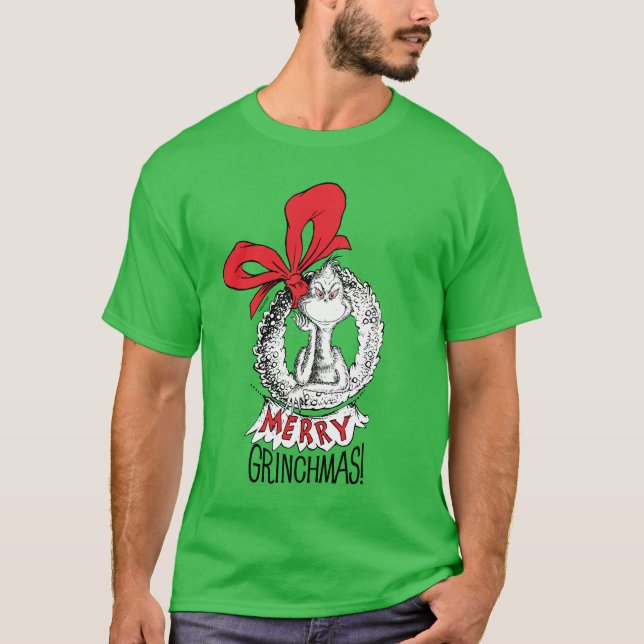 T-shirt Merry Grinchmas Wreath the Grinch (Devant)