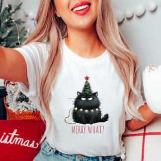 T-shirt Merry Grumpy Chat de Noël Chemise