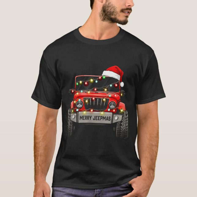 T-shirt Merry Jeepmas Christmas Xmas Santa Reindeer Men Bo (Devant)