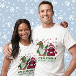 T-shirt Merry Kissmas, couples 1er design de gonfle de Noë