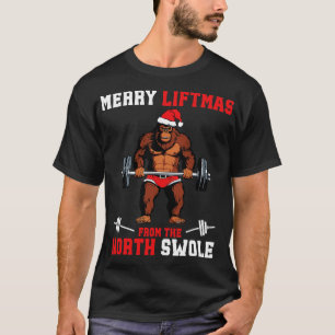T-shirt Merry Liftmas De North Swole Muscle Père Noël Poid