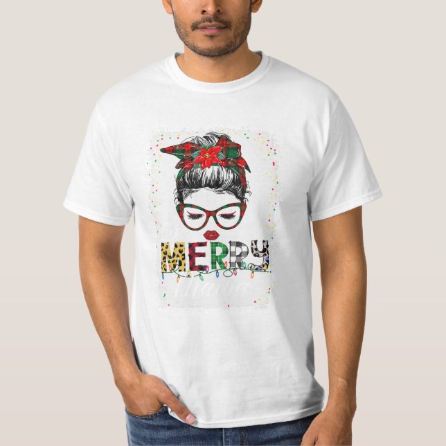 T-shirt Merry Mama Messy Bun (Devant)