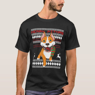T-shirt Merry Pitmas Pitbull Santa Claus Dog Ugly Christma