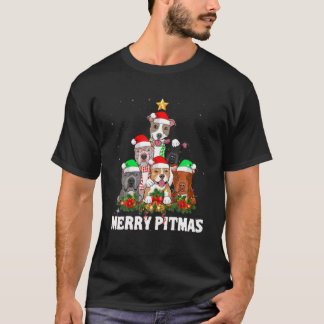 T-shirt Merry Pitmas Santa Pitbull Dog Ugly Christmas Xmas