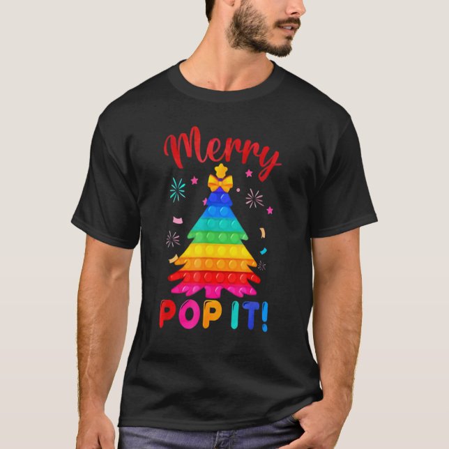 T-shirt Merry Pop IT Christmas tree Fidgets Popit (Devant)