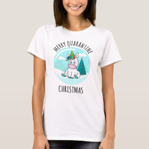 T-shirt Merry Quarantine Christmas Unicorn