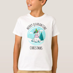 T-shirt Merry Quarantine Christmas Unicorn