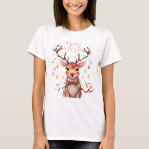 T-shirt Merry Reindeer Rudolph et les lumières de Noël