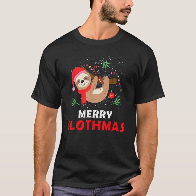 T-shirt Merry Slothmas Christmas Pajama For Sloth (Devant)